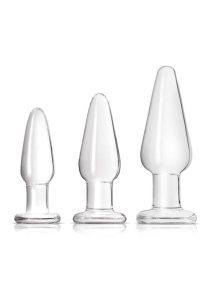 Crystal Premium Glass Trainer Kit Butt Plug Set - Clear