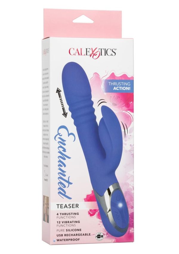 Enchanted Teaser Rechargeable Silicone Thrusting Rabbit Vibrator - Blue