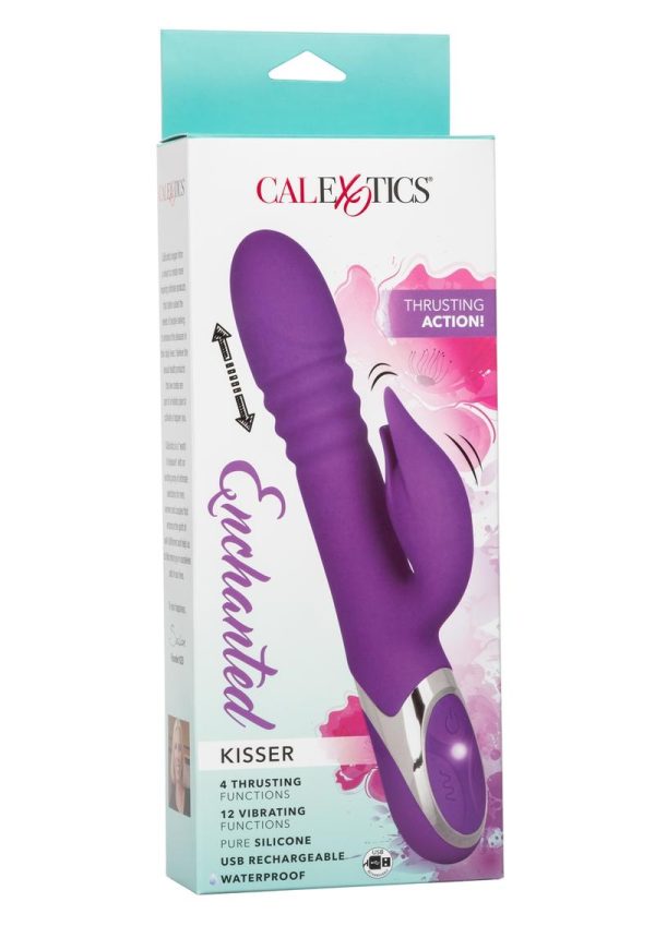 Enchanted Kisser Rechargeable Silicone Thrusting Rabbit Vibrator - Purple