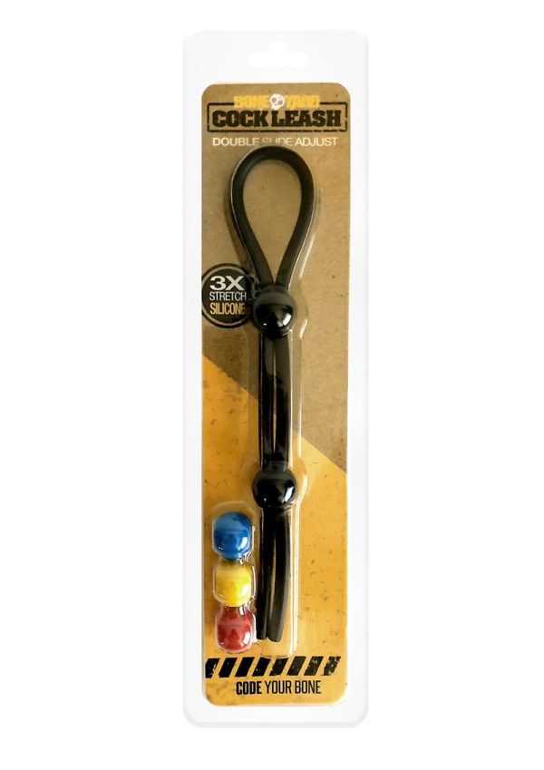 Boneyard Double Slide Cock Leash 3X Stretch Silicone - Black and Multicolor