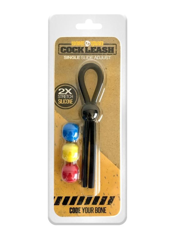 Boneyard Single Slide Cock Leash 2X Stretch Silicone - Black and Multicolor