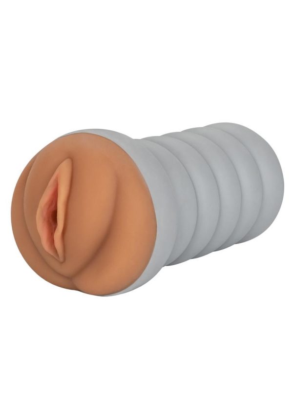 Ribbed Gripper Tight Pussy Dual Dense Textured Masturbator Stroker 6in - Chocolate