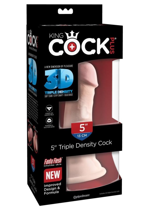 King Cock Plus Triple Density Dildo 5in - Vanilla