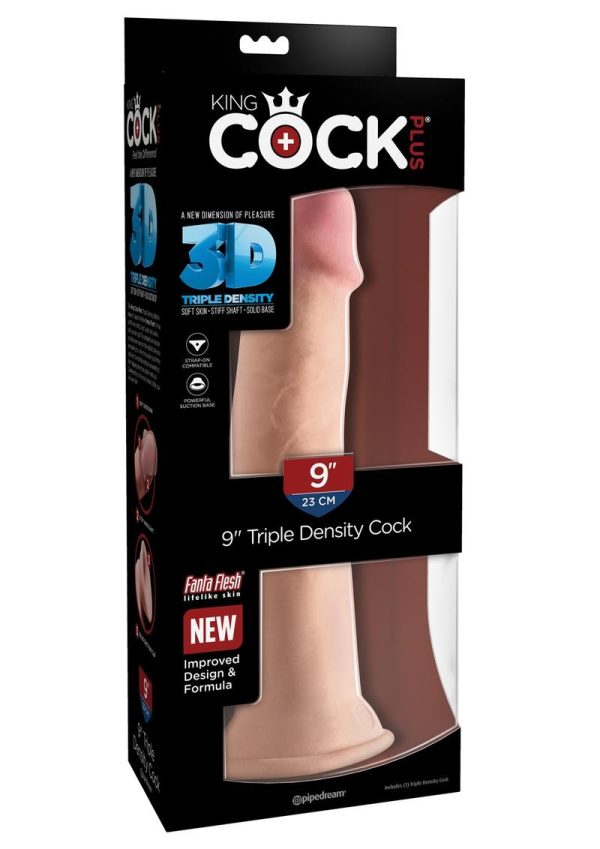 King Cock Plus Triple Density Dildo 9in - Vanilla