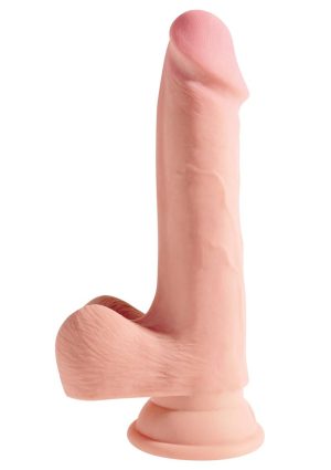 King Cock Plus Triple Density Dildo with Balls 7.5in - Vanilla