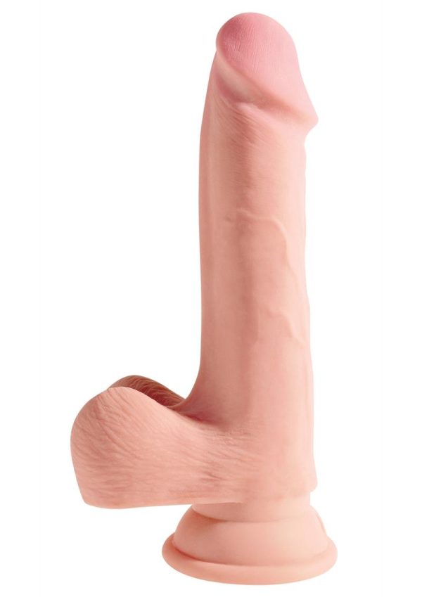 King Cock Plus Triple Density Dildo with Balls 7.5in - Vanilla