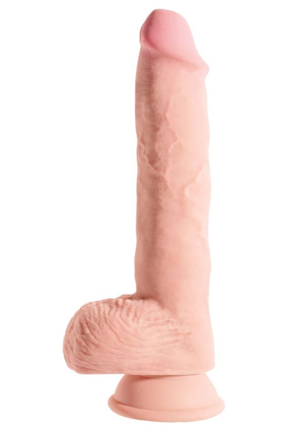 King Cock Plus Triple Density Fat Dildo with Balls 10in - Vanilla