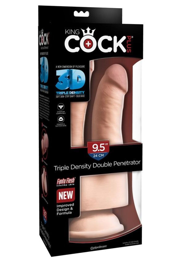 King Cock Plus Triple Density Double Penetrator Dildo 9.5in - Vanilla