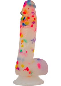 Addiction Party Marty Silicone Dildo with Balls 7.5in - Multicolor