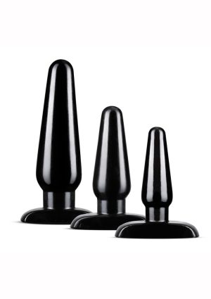 Anal Adventures Basic Butt Plug Kit 3 Sizes - Black