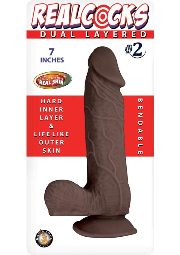 Realcocks Dual Layered #2 Bendable Dildo 7in - Chocolate