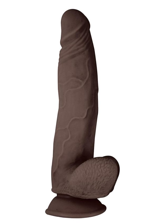 Realcocks Dual Layered #6 Bendable Dildo Curved 8in - Chocolate