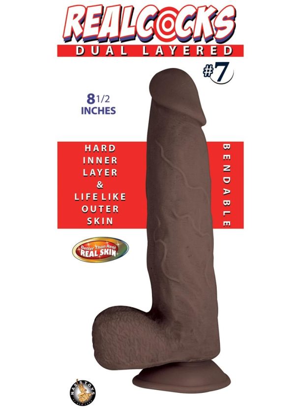 Realcocks Dual Layered #7 Bendable Dildo 8.5in - Chocolate