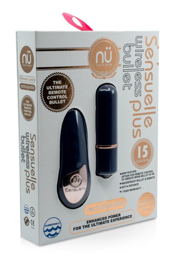 Nu Sensuelle Wireless Bullet Plus with Remote Control Rechargeable Silicone - Navy Blue