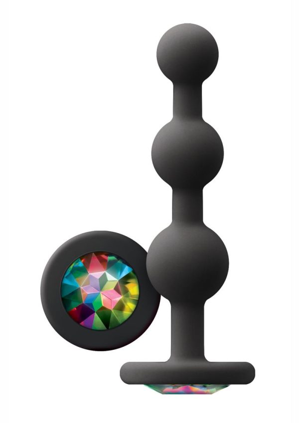 Glams Ripple Silicone Plug Rainbow Gem 4.49in - Black