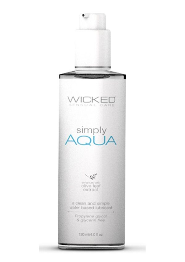 Wicked Simply Aqua Water Based Lubricant with Olive Leaf Extract 4oz