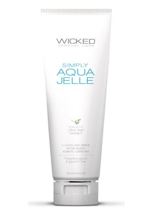 Wicked Simply Aqua Jelle Water Based Lubricant with Olive Leaf Extract 4oz Tube