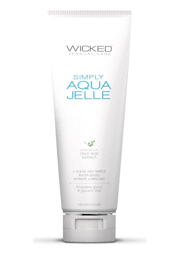 Wicked Simply Aqua Jelle Water Based Lubricant with Olive Leaf Extract 4oz Tube