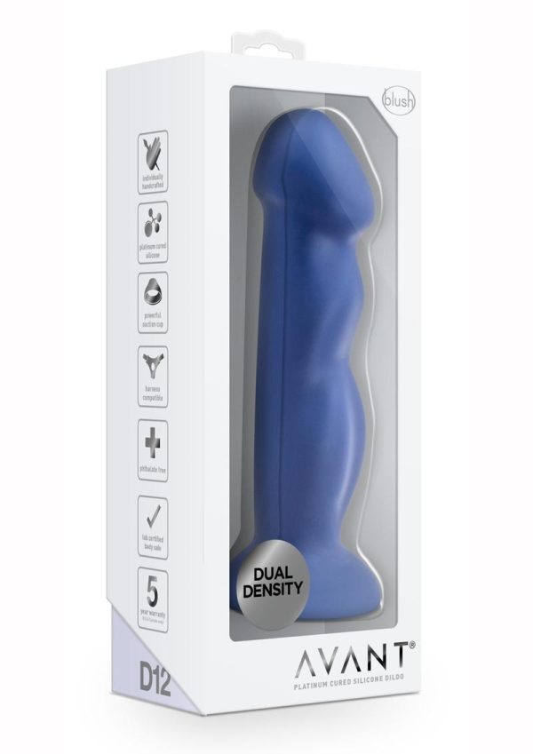 Avant D12 Suko Silicone Dildo with Suction Cup 8in - Indigo