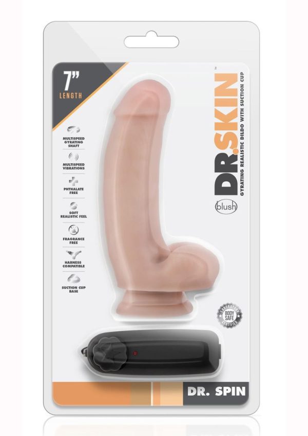 Dr. Skin Silver Collection Dr. Spin Gyrating Dildo with Suction Cup 7in - Vanilla