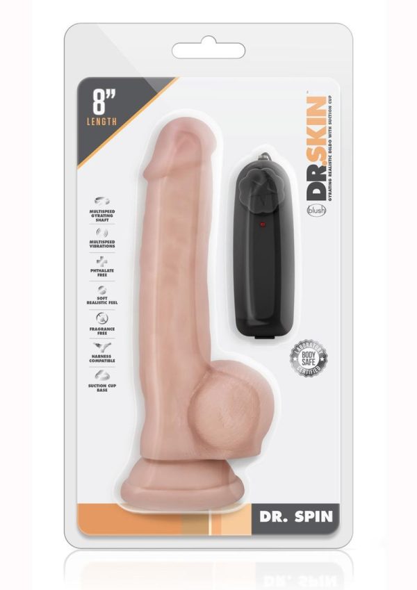 Dr. Skin Silver Collection Dr. Spin Gyrating Dildo with Suction Cup 8.5in - Vanilla