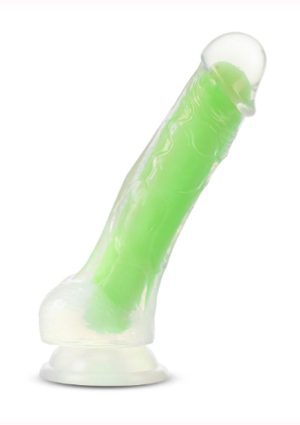 Neo Elite Glow in the Dark Dildo with Balls 7.5in - Green