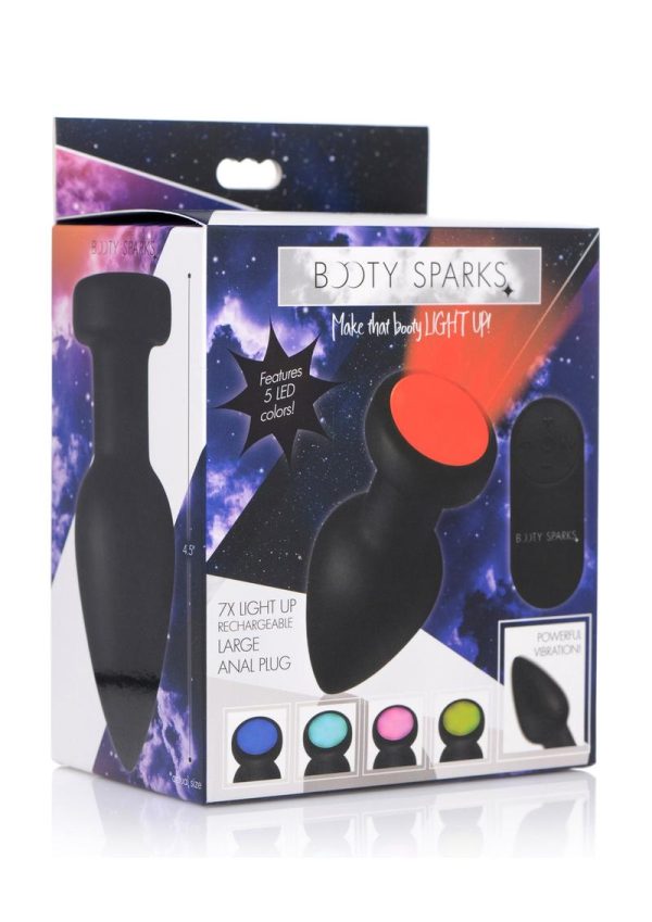 Booty Sparks Silicone Vibrating LED Plug - Large - Black