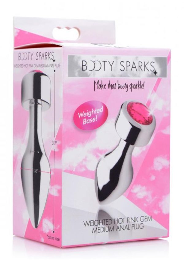 Booty Sparks Weighted Base Aluminum Plug Gem - Medium - Pink