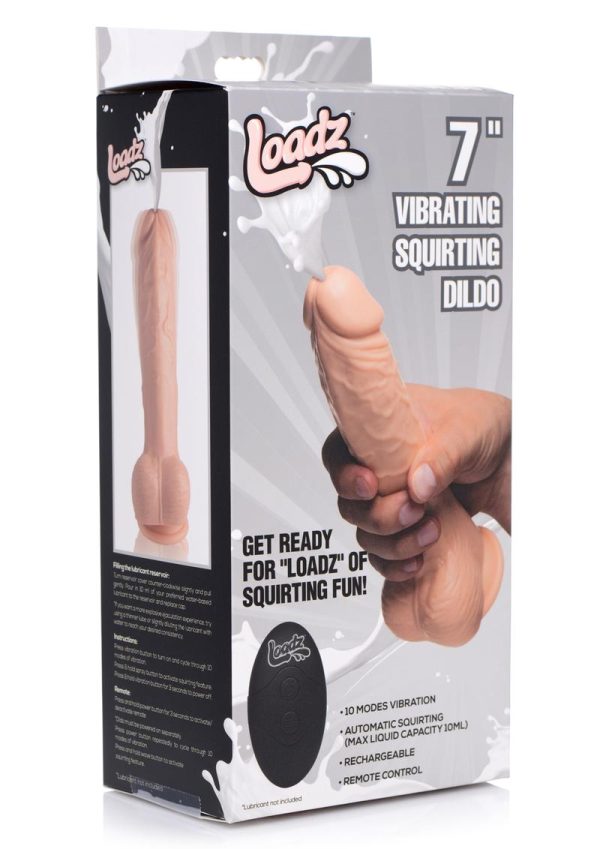 Loadz Vibrating Squirting Dildo with Remote 8.5in - Vanilla