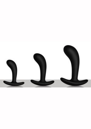 Master Series Dark Delights Curved Silicone Anal Trainer Set (3 piece) - Black