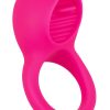 Silicone Vibrating Teasing Tongue Enhancer Cock Ring - Pink