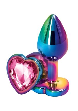 Rear Assets Multicolor Heart Anal Plug - Small - Pink