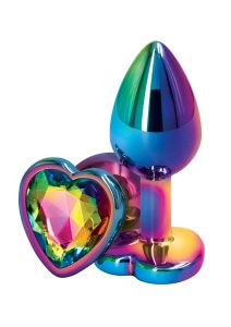 Rear Assets Multicolor Heart Anal Plug - Small - Rainbow