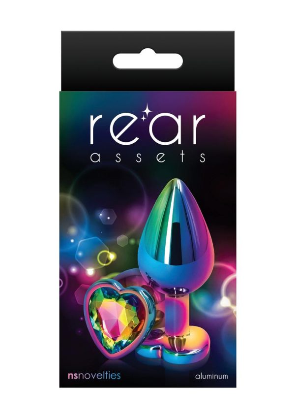 Rear Assets Multicolor Heart Anal Plug - Medium - Rainbow