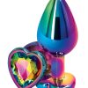 Rear Assets Multicolor Heart Anal Plug - Medium - Rainbow