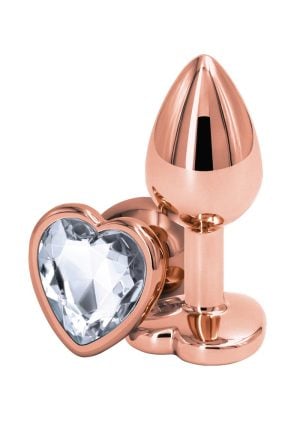 Rear Assets Rose Gold Heart Anal Plug - Small - Clear