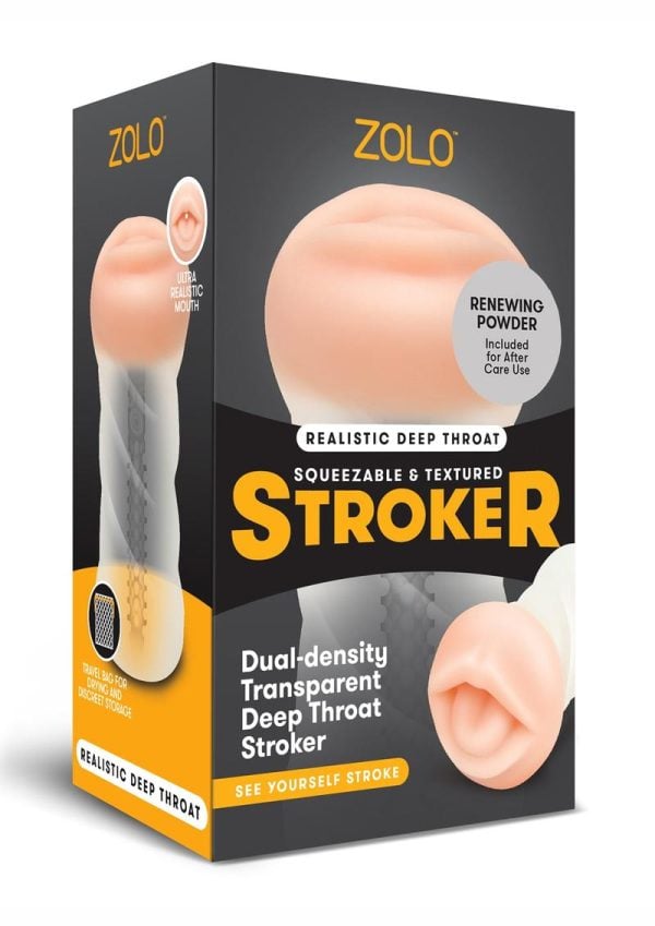 ZOLO Squeezable Deep Throat Masturbator - Mouth - Vanilla/Clear