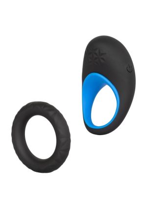 Link Up Max Silicone Vibrating Cock Ring - Black/Blue