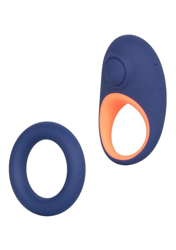 Link Up Verge Silicone Vibrating Cock Ring - Blue/Pink