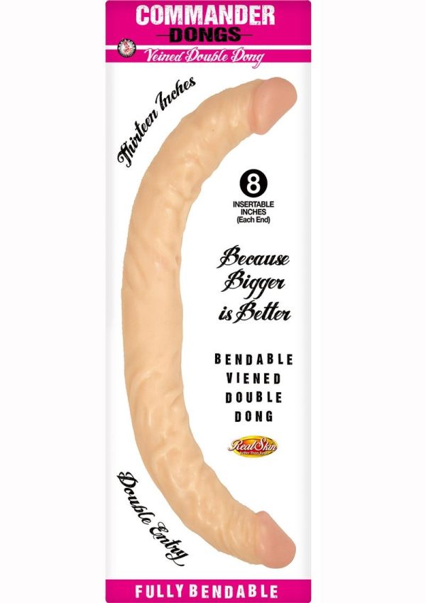 Commander Dongs Veined Double Dong Bendable Dildo 13in - Vanilla