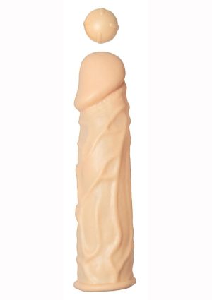 Great Extender 1st Silicone Vibrating Sleeve 7.5in - Vanilla