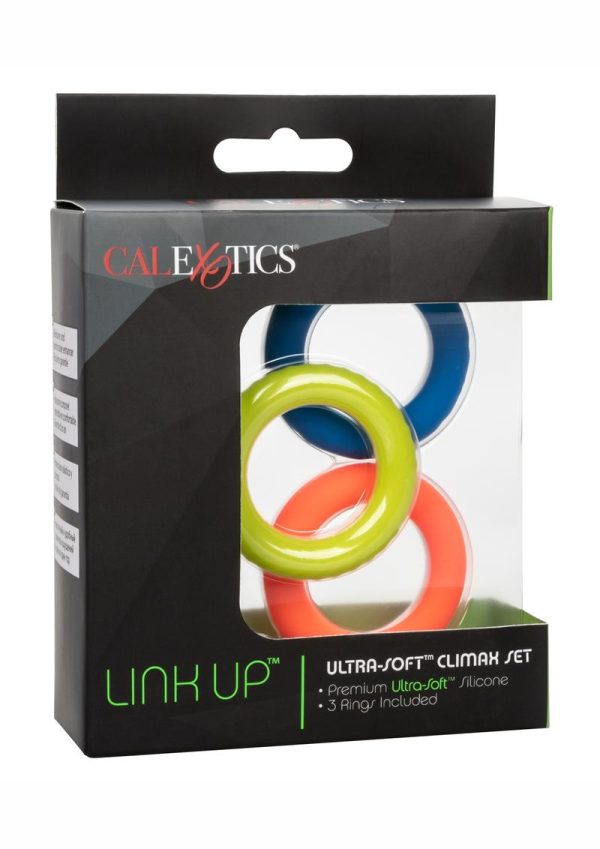 Link Up Ultra Soft Climax Silicone Cock Ring Set (3 Pieces) - Assorted Colors