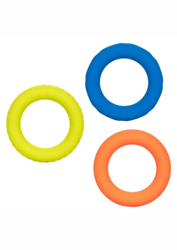 Link Up Ultra Soft Climax Silicone Cock Ring Set (3 Pieces) - Assorted Colors