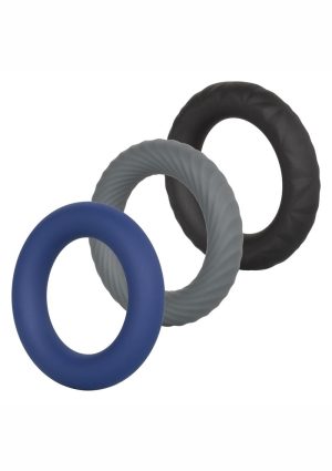 Link Up Ultra Soft Extreme Silicone Cock Ring Set (3 Pieces) - Black/Gray