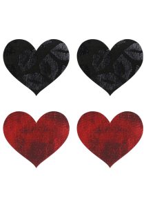 Stolen Kisses Hearts Pasties - Red/Black