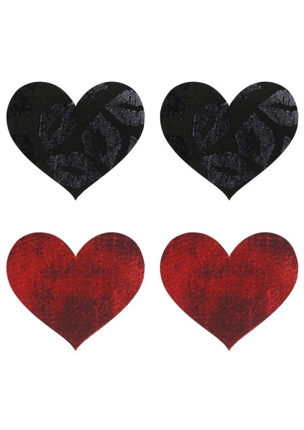 Stolen Kisses Hearts Pasties - Red/Black