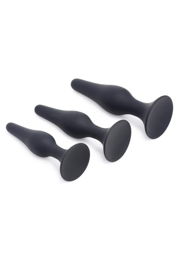 Master Series Triple Spire Tapered Silicone Anal Trainer Set (3 Piece) - Black