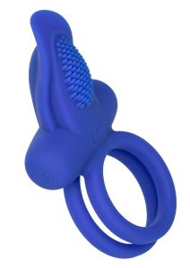 CalExotics Silicone Rechargeable Dual Pleasure Enhancer Cock Ring - Blue