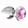 Booty Sparks Pink Gem Glass Anal Plug - Medium - Pink