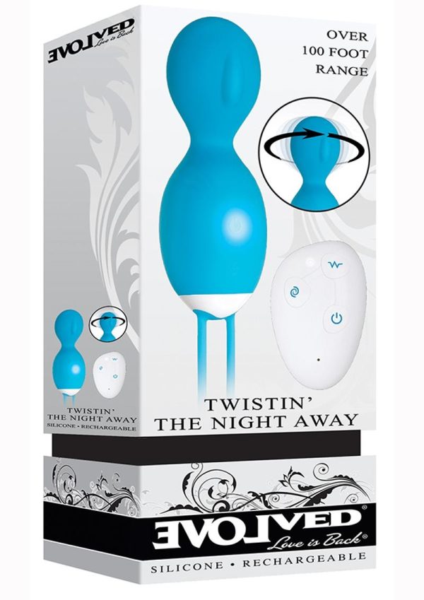 Twistin` The Night Away Silicone Rechargeable Egg with Remote Control - Blue